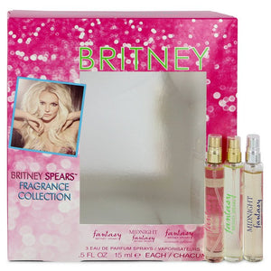 Fantasy by Britney Spears Gift Set -- .5 oz Fantasy Min EDP Spray + .5 oz Fantasy Midnight Mini EDP Spray + .5 oz Fantasy Intimate Edition Mini EDP Spray (Manufacture FIlled 2-3) for Women