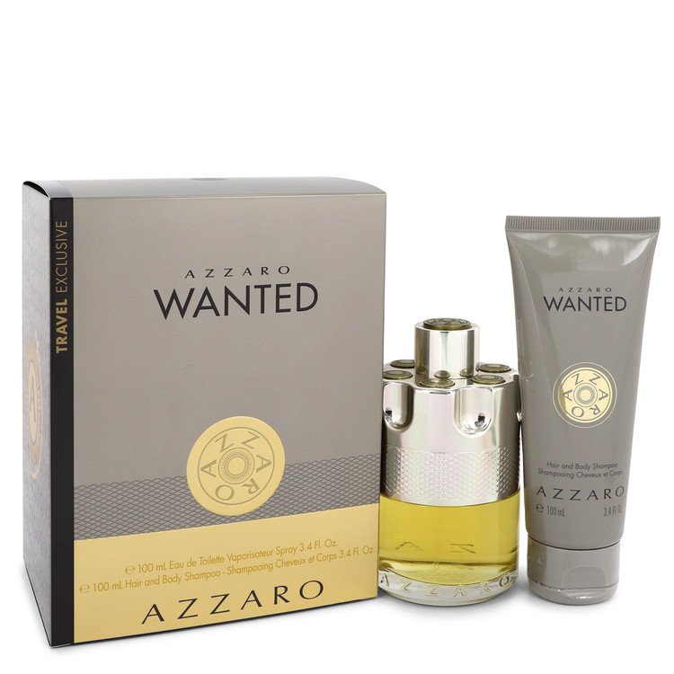 Azzaro Wanted by Azzaro Gift Set -- 3.4 oz Eau De Toilette Spray + 3.4 oz Shower Gel for Men