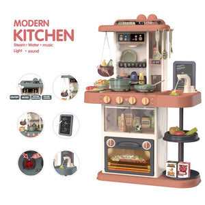 Role Play Kids Kitchen Playset With Real Cooking And Water Boiling Sounds
