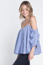 Load image into Gallery viewer, Women&#39;s Cold Shoulder Checkered Top