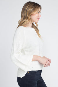 Women's Solid Knit Bell Sleeve Sweater