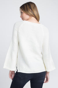 Women's Solid Knit Bell Sleeve Sweater