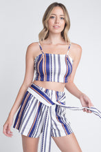 Load image into Gallery viewer, Women&#39;s Unique Stripe Printed 2pc Set with Tie