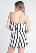 Load image into Gallery viewer, Women&#39;s Strapless Stripe Pocket Romper