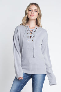 Women's Criss Cross Lace Up Pullover