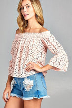 Load image into Gallery viewer, Women&#39;s 3/4 Three Quarter Long Sleeve Off Shoulder Floral Lace Top