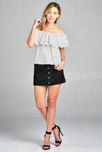 Load image into Gallery viewer, Women&#39;s Double Ruffle Off Shoulder Polka Dot Top