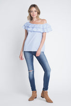 Load image into Gallery viewer, Women&#39;s Striped Off Shoulder Ruffle Stripe Blouse