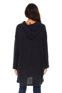 Women's Long Hooded Slit Sweater