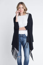 Load image into Gallery viewer, Women&#39;s 3/4 Three Quarter Knit Fringe Poncho Sweater