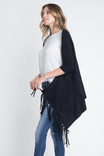 Load image into Gallery viewer, Women&#39;s 3/4 Three Quarter Knit Fringe Poncho Sweater
