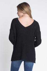 Women's Casual Loose Fit V-Neck Sweater