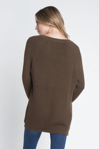 Women's Criss Cross Lace Up Loose Knitting Sweater