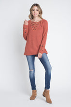 Load image into Gallery viewer, Women&#39;s Criss Cross Lace Up Loose Knitting Sweater