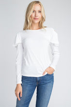 Load image into Gallery viewer, Women&#39;s Cold Shoulder Ruffle Long Sleeve Top