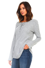Load image into Gallery viewer, Women&#39;s Lace Up Long Sleeve Top