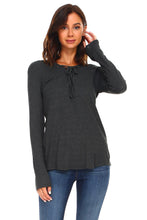 Load image into Gallery viewer, Women&#39;s Lace Up Long Sleeve Top