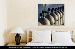 Gallery Wrapped Canvas, Row Of Compressed Air Tanks Like They Are Used During A Diving Trip