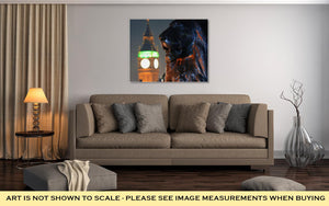 Gallery Wrapped Canvas, Trafalgar Square Lion Statue And Big Ben In London