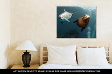 Load image into Gallery viewer, Gallery Wrapped Canvas, Dolphin And Sea Lion Underwater Close Up