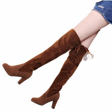 Load image into Gallery viewer, Women Boot Faux Suede Over The Knee Boots Lace Up Sexy High Heels Shoes Woman Female Slim Thigh Botas 35-43  Thigh High Boots