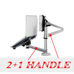 Strong Dual Arm Universal Rotation Stands Aluminum Alloy Notebook Mount Holder Support 9-15 inch Laptop 9-10 inch Tablet Lapdesk