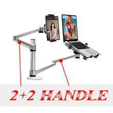 Load image into Gallery viewer, Strong Dual Arm Universal Rotation Stands Aluminum Alloy Notebook Mount Holder Support 9-15 inch Laptop 9-10 inch Tablet Lapdesk