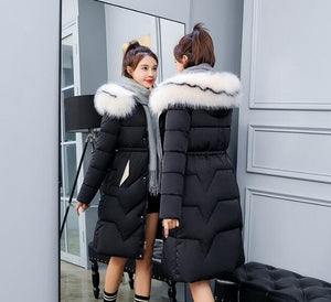 X-Long 2019 New Arrival Fashion Slim Women Winter Jacket Cotton Padded Warm Thicken Ladies Coat Long Coats Parka Womens Jackets