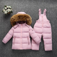 Load image into Gallery viewer, OLEKID -30 Degree Russia Winter children Boys Clothes set Down Jacket Coat + Overalls For Girl 1-5 Years Kids Baby Girl Snowsuit