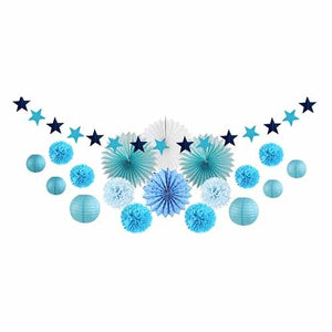 Set of 20 Party Decorations DIY Paper Flowers Star Garland  Fans Birthday Wedding Baby Shower Party Supplies Room Decor