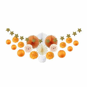 Set of 20 Party Decorations DIY Paper Flowers Star Garland  Fans Birthday Wedding Baby Shower Party Supplies Room Decor