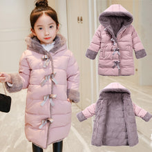 Load image into Gallery viewer, OLEKID 2019 Autumn Winter Jacket For Girls Plus Velvet Warm Long Girl Parka 3-11 Years Teenage Girl Coat Baby Snowsuit Outerwear