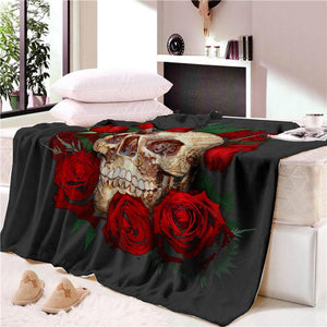 Super Soft Warm Throw Blanket Cozy Velvet Plush Bed Chair Throw Halloween Floral Skull Throws For Sofa Couch Travel Blanket