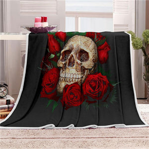 Super Soft Warm Throw Blanket Cozy Velvet Plush Bed Chair Throw Halloween Floral Skull Throws For Sofa Couch Travel Blanket