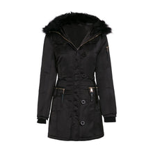 Load image into Gallery viewer, Women&#39;s Long Jacket Coats Black Winter Hooded Parkas Zipper Warm Windbreak Black Gothic Slim Femlae Overcoats Casual Outwear