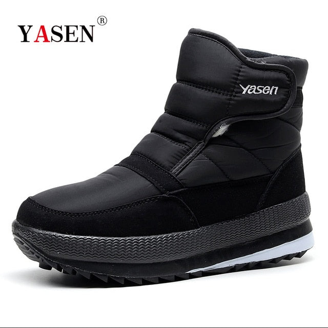 SNOW SHOES  Men Boots Winter with Fur 2019 Warm Snow Boots Men Winter Work Casual Shoes Sneakers High Top Rubber Ankle Boots