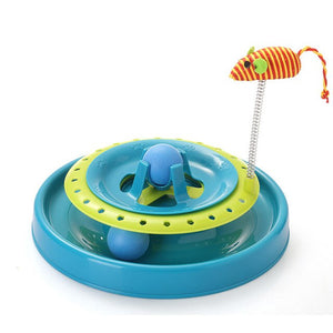 Three Levels Cat Toy Tower Tracks Disc Pet Cat Triple Pay Disc Cat Toys Ball Training Intelligence Amusement Plate Pet Products