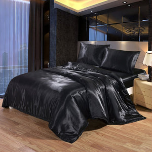 Luxury Bedding Set Satin Silk Duvet Cover Pillowcase Bed Sheet Comforter Bedding Sets Twin Single Queen King Size Bed Set