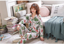 Load image into Gallery viewer, Women Pajamas set Long Sleeve Pajamas For Women V-collar Sleepwear Pijamas Milk Silk Pajama Set Women Winter Pyjamas