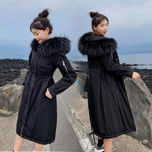 Load image into Gallery viewer, Women&#39;s Winter Coat Elegant Korean-style Long Sleeve Hooded Slim Zipper Fur  Warm Fleece Down Coat Feather Cotton Female Outwear
