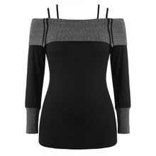 Load image into Gallery viewer, Women&#39;s  Autumn And Winter Sweater Loose Patched Large Size Horizontal Neck Sexy Off-Shoulder Tops