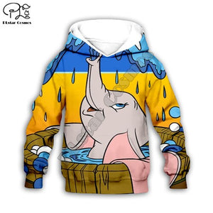 Mother&Kids baby anime Dumbo Print 3D Hoodies zipper Boy Girl Sweatshirt children's clothing daughter jacket/shorts/pants/tshirt