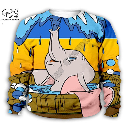Mother&Kids baby anime Dumbo Print 3D Hoodies zipper Boy Girl Sweatshirt children's clothing daughter jacket/shorts/pants/tshirt