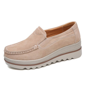 New Leather Suede Women Causal Shoes Spring Women Flats Shoes Platform Sneakers Slip On Ladies Loafers Creepers Moccasins