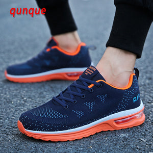 Men Casual Shoes Breathable Fly Weaving Sneakers Men Air Cushion Comfortable Lace-Up Outdoor Stability Jogging Footwear 38-45