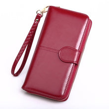 Load image into Gallery viewer, Leather Women&#39;s Wallets New Solid Color Large Capacity Purses For Women Coin Purses Female Retro Long Zipper Wallet Phone Bag