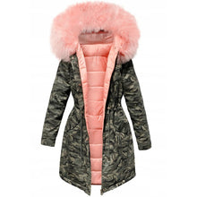 Load image into Gallery viewer, Pink Cotton Padded Parka Camouflage Women Long Overcoats Winter Mujer Thick Female Casual Military Fur Tops Jackets Coats 2019