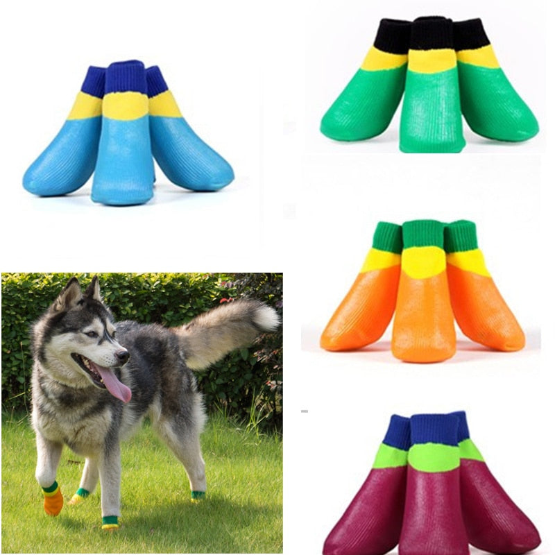 Pet Dog Shoes 4pcs/set Dog's Rubber Cotton Anti Slip sock for puppy Small Dogs Pet Product Waterproof