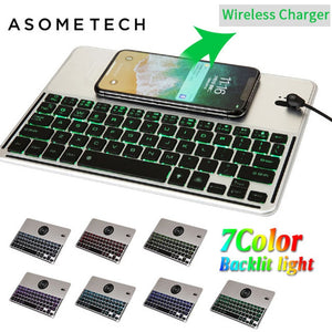 Universal Backlight Wireless Bluetooth 3.0 Keyboard For iPad iPro Air 2 Microsoft Android Wireless Charger Smart Tablet Keyboard
