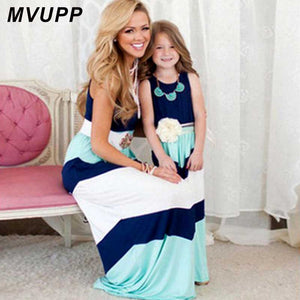 MVUPP mommy and me dresses family matching clothes striped mother daughter baby girl toddler family look summer maxi beach dress